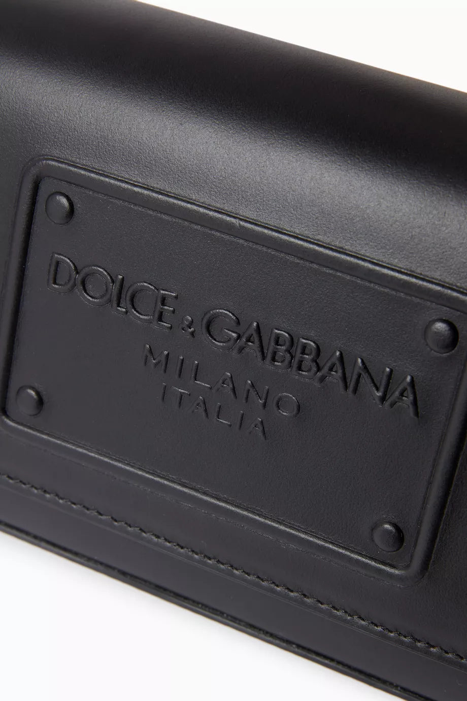 DOLCE & GABBANA Logo-embossed Crossbody Bag in Leather Black