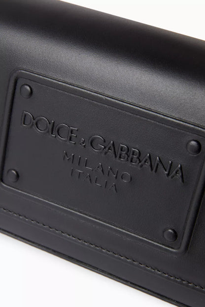 DOLCE & GABBANA Logo-embossed Crossbody Bag in Leather Black