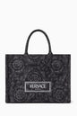 Versace Large Athena Tote Bag in Barocco Jacquard Canvas Black