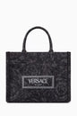Versace Small Athena Tote Bag in Barocco Canvas Black