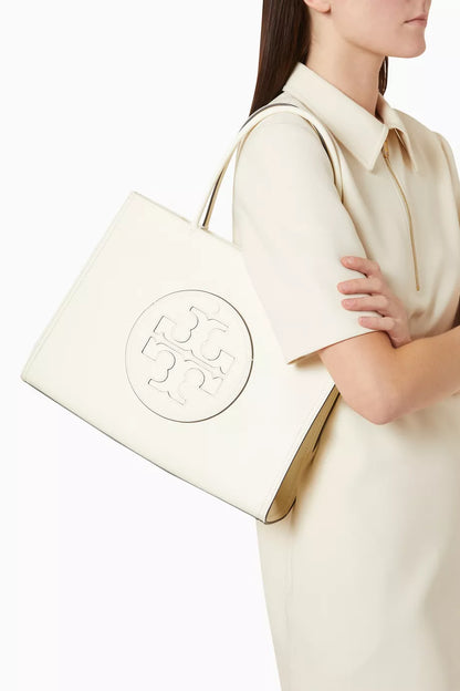 TORY BURCH Small Ella Tote Bag in BioFabbrica Bio-Tex™ White