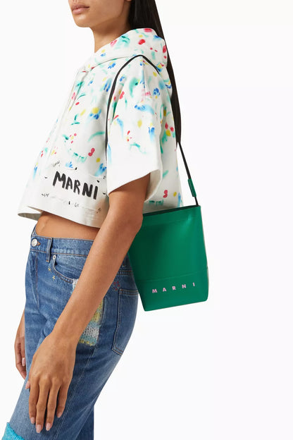 Marni Logo Crossbody Bag in Coated Canvas