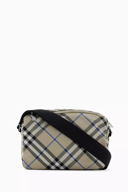 Burberry Check-print Crossbody Bag in Nylon Lichen Men