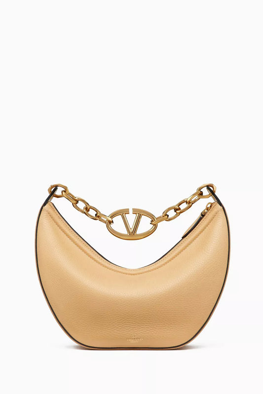 Valentino Valentino Garavani Small Vlogo Moon Hobo Shoulder Bag in Leather