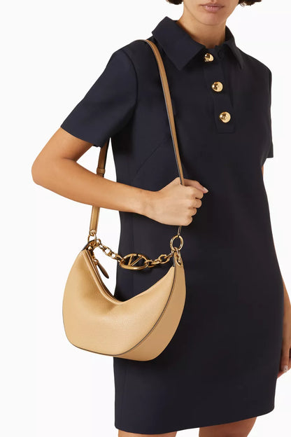 Valentino Valentino Garavani Small Vlogo Moon Hobo Shoulder Bag in Leather