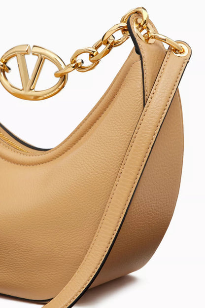 Valentino Valentino Garavani Small Vlogo Moon Hobo Shoulder Bag in Leather