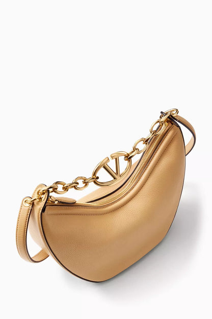 Valentino Valentino Garavani Small Vlogo Moon Hobo Shoulder Bag in Leather