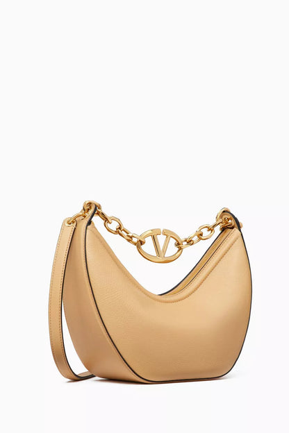 Valentino Valentino Garavani Small Vlogo Moon Hobo Shoulder Bag in Leather