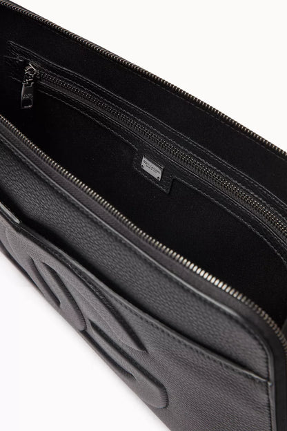 DOLCE & GABBANA Large Logo Pouch in Deerskin Black