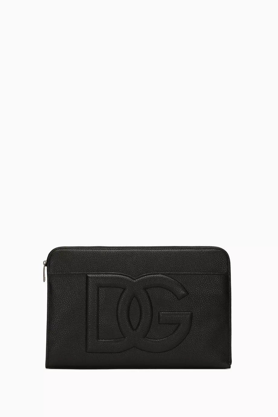 DOLCE & GABBANA Large Logo Pouch in Deerskin Black