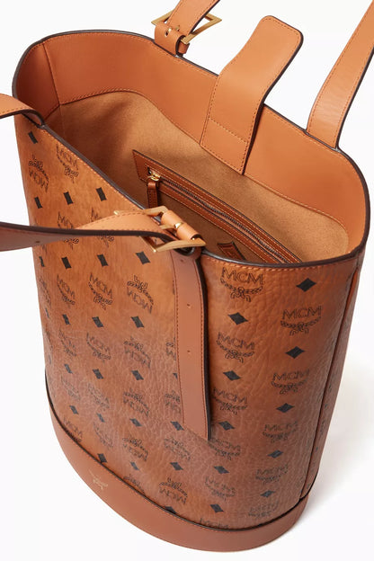 MCM Aren VI Tote Bag in Visetos Cognac