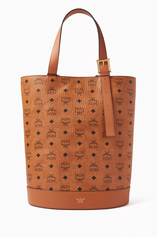 MCM Aren VI Tote Bag in Visetos Cognac