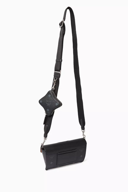 MCM Small Crossbody Pouch in Visetos Black