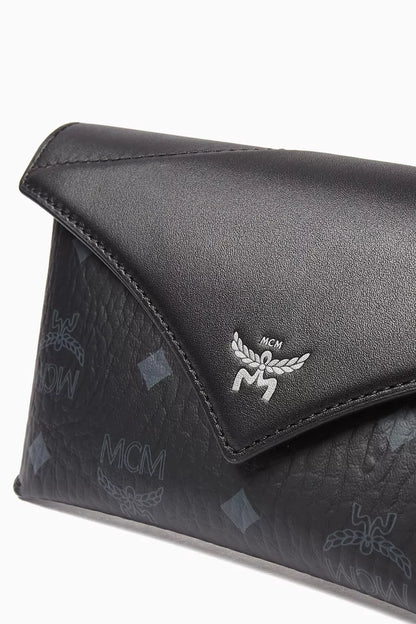 MCM Small Crossbody Pouch in Visetos Black