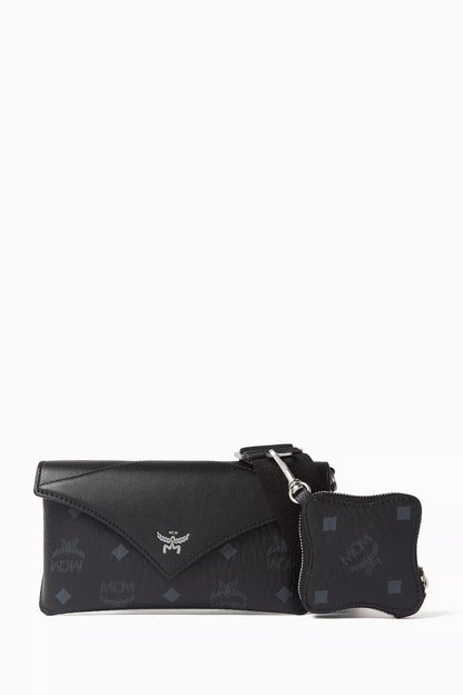 MCM Small Crossbody Pouch in Visetos Black