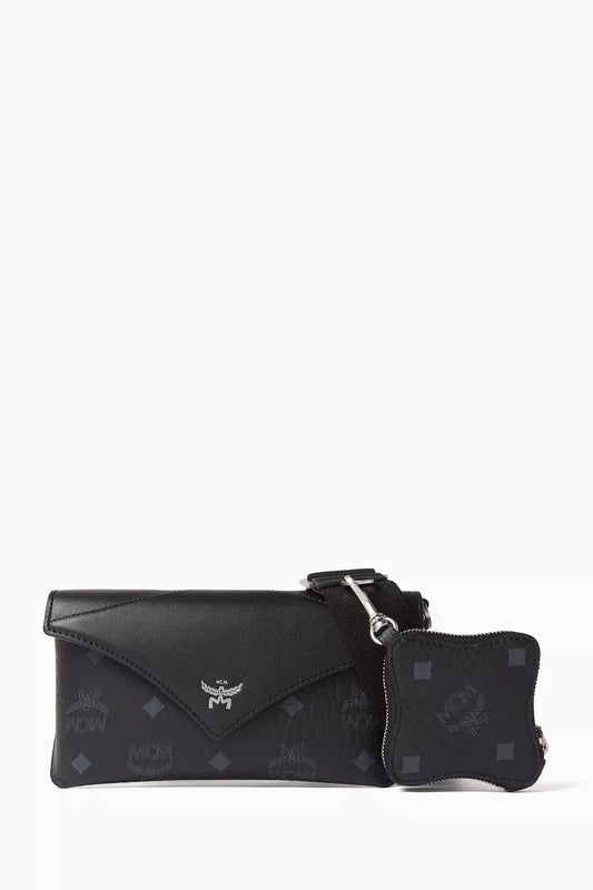 MCM Small Crossbody Pouch in Visetos Black