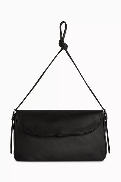 Balenciaga Leopolda Pochette in Distressed Satin Black