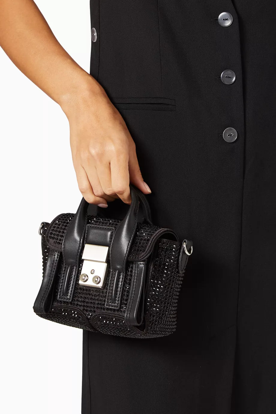 3.1 Phillip Lim Nano Pashli Crystal Satchel Bag in Technical Satin