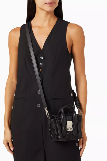 3.1 Phillip Lim Nano Pashli Crystal Satchel Bag in Technical Satin