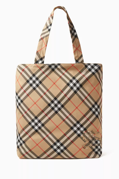 ML Classics Tote Bag in Check Fabric Beige Men