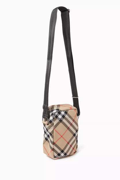 Burberry Check Phone Bag Men Sand