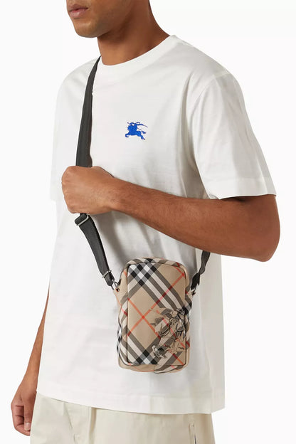 Burberry Check Phone Bag Men Sand
