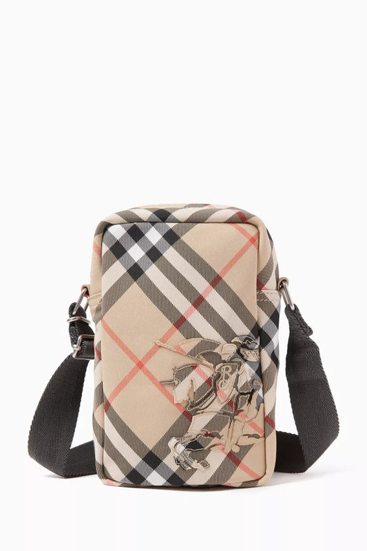 Burberry Check Phone Bag Men Sand