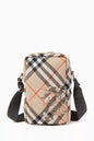 Burberry Check Phone Bag Men Sand