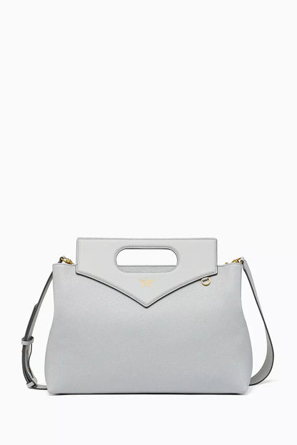 MCM Soft Diamond Tote Bag in Embossed Leather Grey
