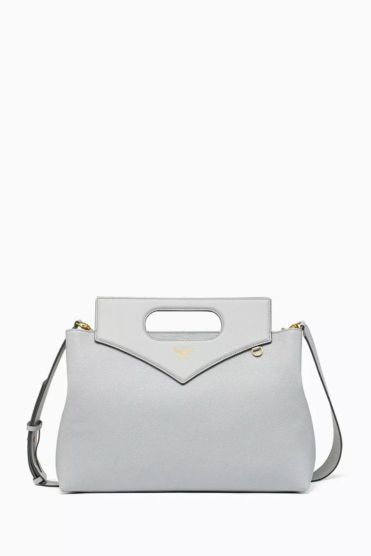 MCM Soft Diamond Tote Bag in Embossed Leather Grey