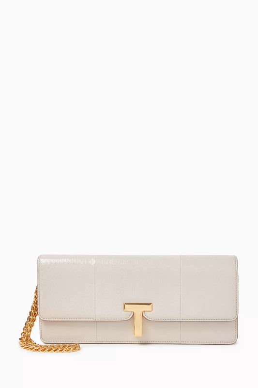 TOM FORD Wallis Clutch Bag in Snakeskin-embossed Leather