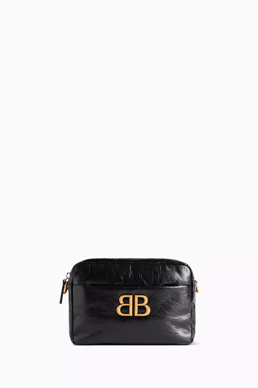 Balenciaga XS Monaco Camera Bag in Arena Calfskin Black