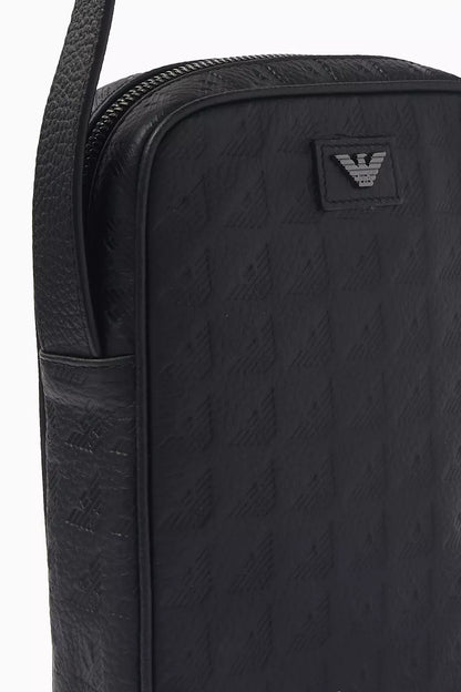 Emporio Armani Tech Case in Embossed Eagle-print Leather Men