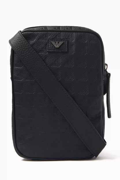 Emporio Armani Tech Case in Embossed Eagle-print Leather Men