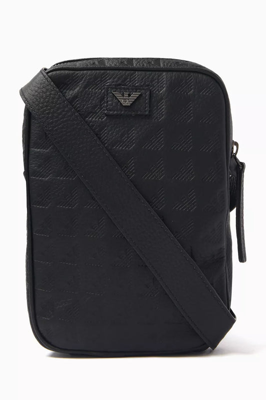 Emporio Armani Tech Case in Embossed Eagle-print Leather Men