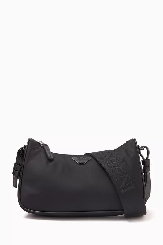 Emporio Armani Eagle Logo Crossbody Bag in Nylon Black