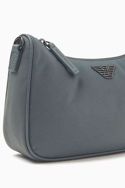 Emporio Armani Eagle Logo Crossbody Bag in Nylon Grey