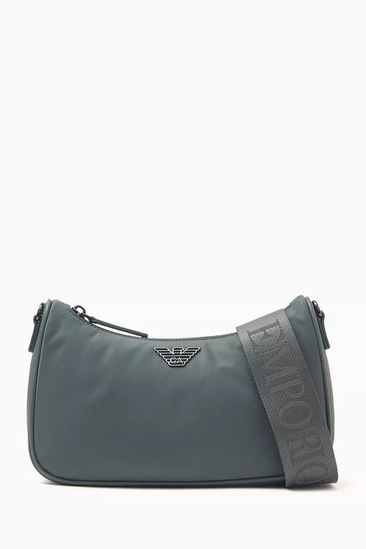 Emporio Armani Eagle Logo Crossbody Bag in Nylon Grey