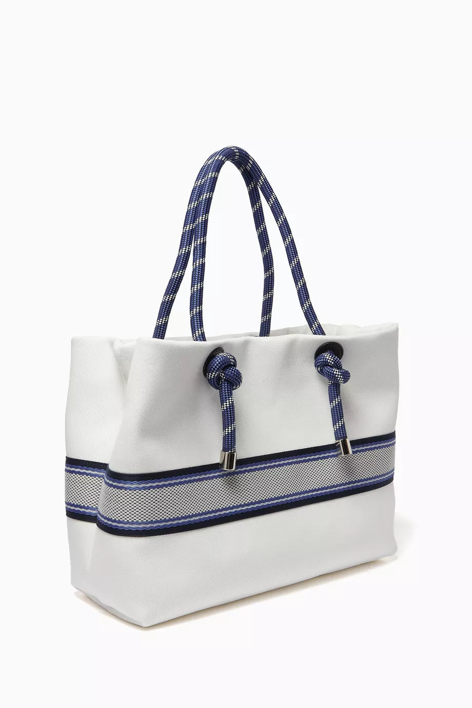 Emporio Armani MyEA Logo-tape Shopping Tote Bag White Navy