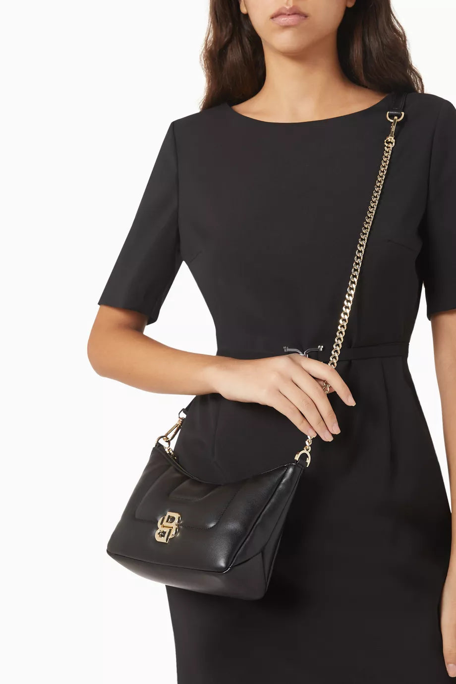 BOSS Double B Monogram Quilted Hobo Bag in Faux Leather