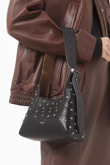 Jimmy Choo Small Diamond Hobo Bag Crystal-embellished Leather