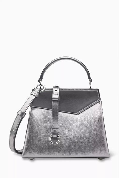 Maison Margiela Small Snatched Top-handle Bag in Metallic Calf Leather