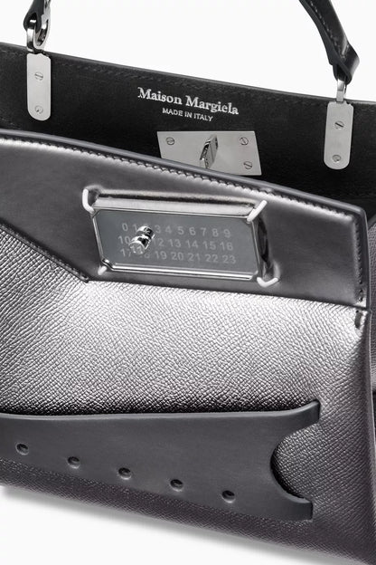 Maison Margiela Small Snatched Top-handle Bag in Metallic Calf Leather