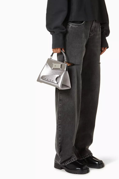 Maison Margiela Small Snatched Top-handle Bag in Metallic Calf Leather