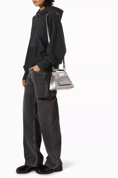 Maison Margiela Small Snatched Top-handle Bag in Metallic Calf Leather
