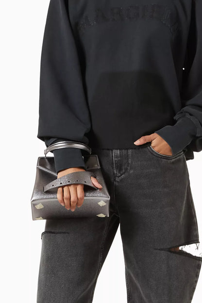 Maison Margiela Small Snatched Top-handle Bag in Metallic Calf Leather