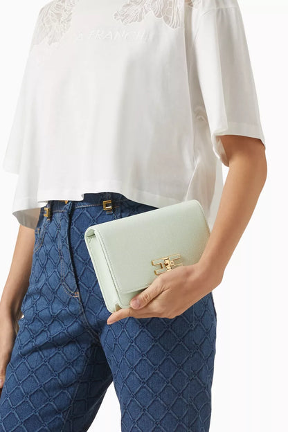 Elisabetta Franchi Small Shoulder Bag in Tumbled Faux Leather