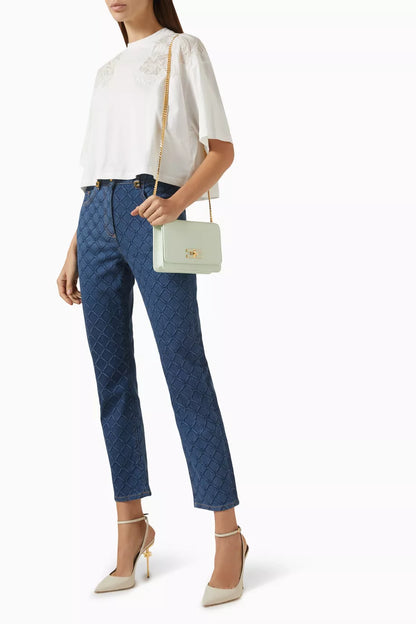 Elisabetta Franchi Small Shoulder Bag in Tumbled Faux Leather