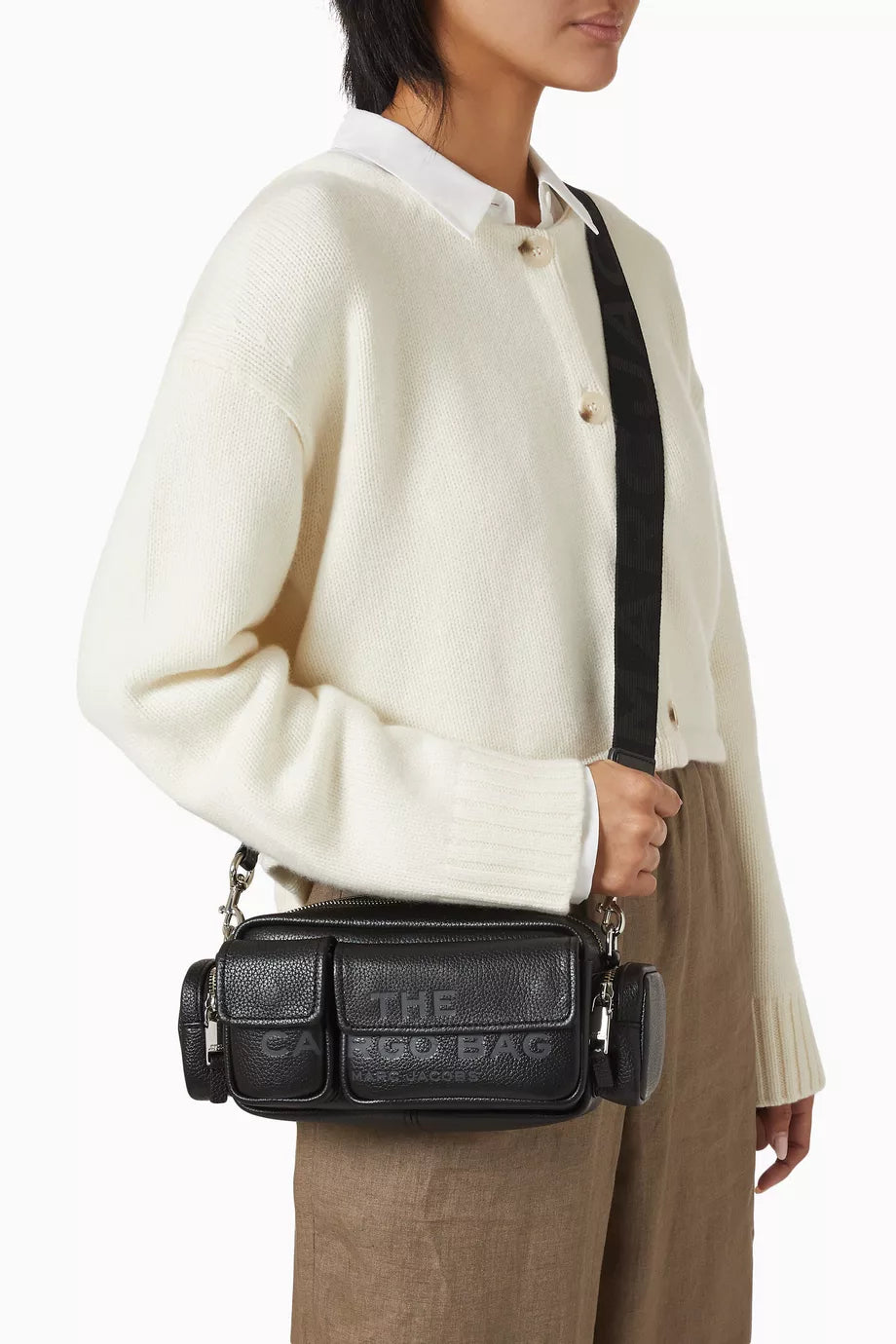 Marc Jacobs The Cargo Shoulder Bag in Grained Leather Black