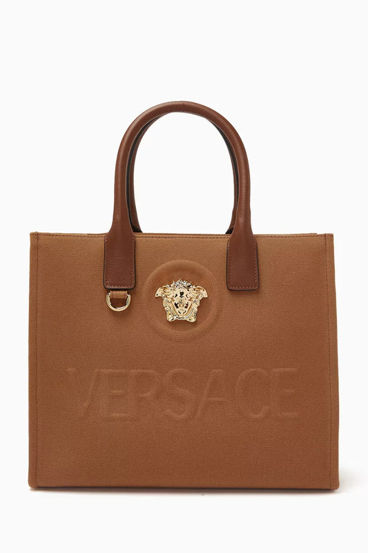 Versace Small La Medusa Tote Bag in Canvas